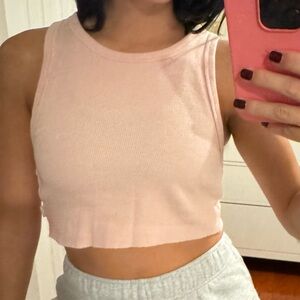 Aritzia Tna Ribbed Cropped Racer Tank Poetic Pink